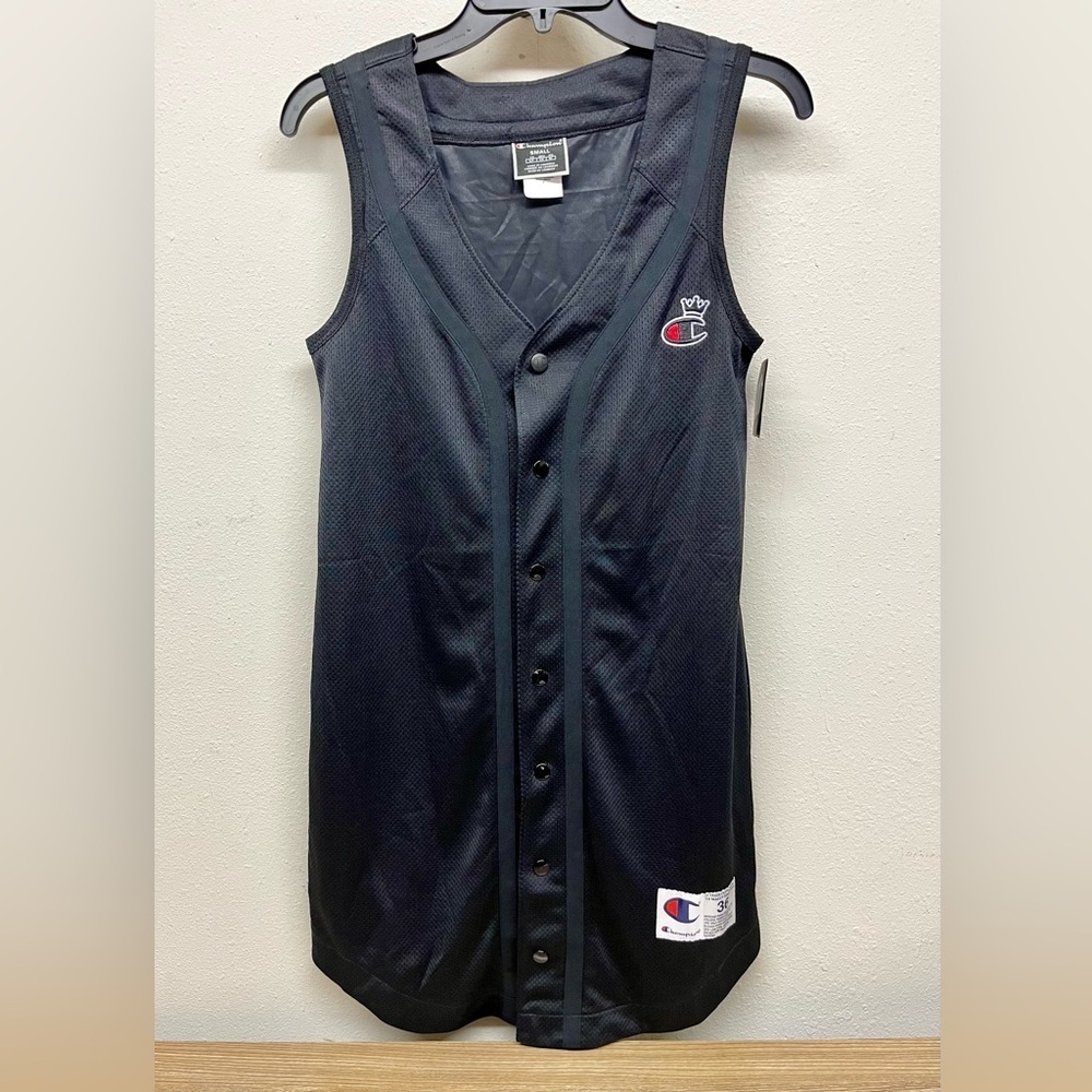Champion NWT Button Down Black Jersey Dress - Size S
